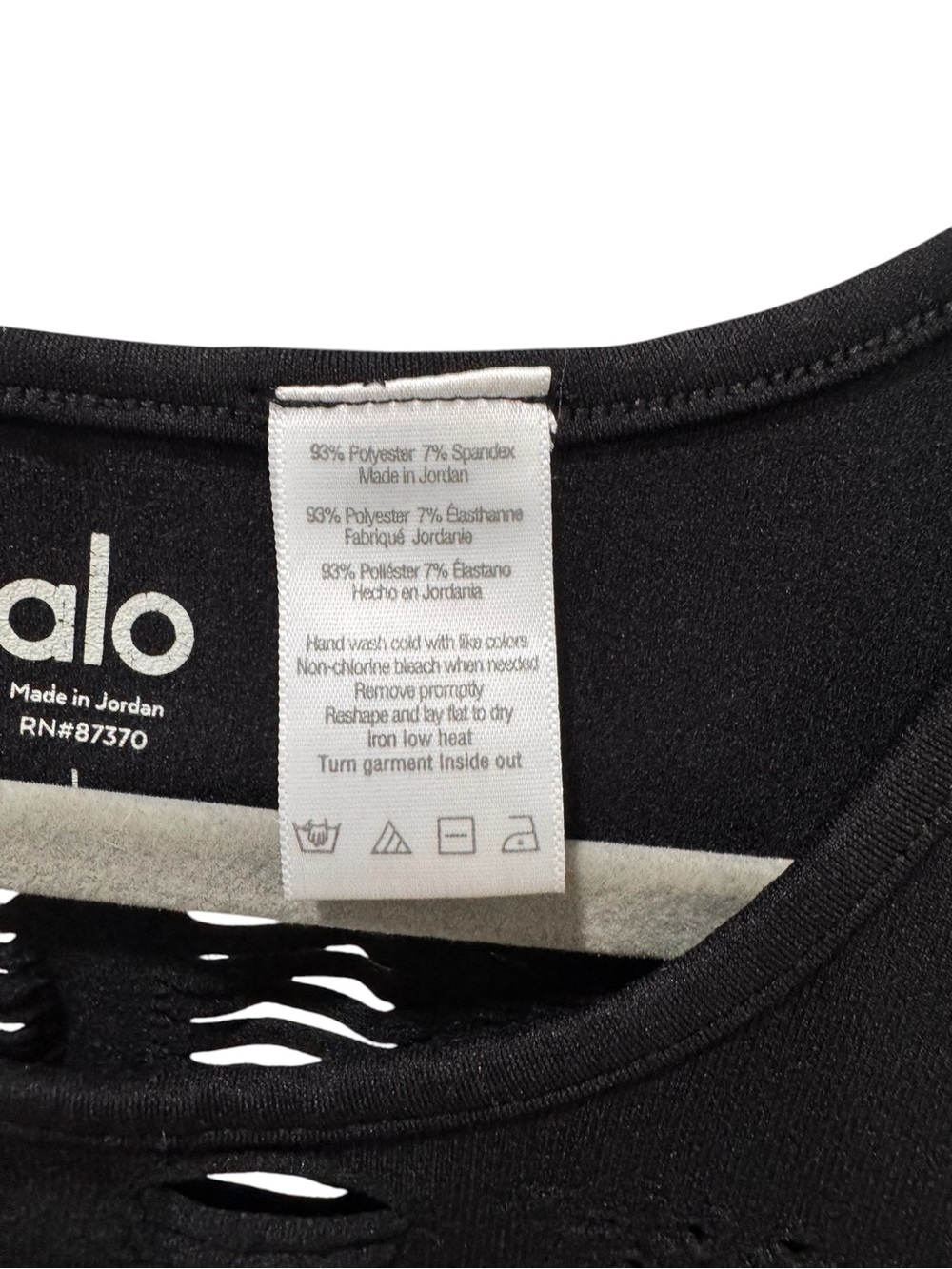 Alo Yoga Vixen Black Laser Cut Mesh Muscle Tank Size Large - Picture 4 of 6